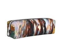YWSOTRE Cavalli degli indiani nativi americani, Astuccio per matite Astuccio per penne Astuccio per matite in pelle portatile con astuccio cosmetico con cerniera