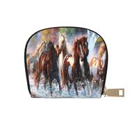 YWSOTRE Cavalli degli indiani nativi americani, Custodia per carte in pelle PU Elegante porta carte di credito Porta carte di credito