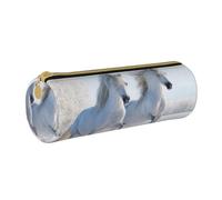 YWSOTRE Cavalli maculati rari al galoppo, Astuccio portapenne cilindrico Astuccio portapenne in pelle portatile con astuccio cosmetico con cerniera