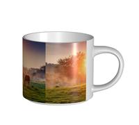 YWSOTRE Cavallo al crepuscolo, Tazza in ceramica di grande capacità, tazza da tè, tazza da caffè 450 ml