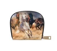YWSOTRE Cavallo selvaggio che corre contro la tempesta di sabbia, Custodia per carte in pelle PU Elegante porta carte di credito Porta carte di credito