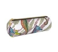 YWSOTRE Cavalluccio marino Laminaria, Astuccio portapenne cilindrico Astuccio portapenne in pelle portatile con astuccio cosmetico con cerniera