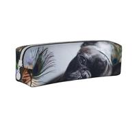 YWSOTRE Centro commerciale Bulldog francese Cani neri Animali domestici, Astuccio per matite Astuccio per penne Astuccio per matite in pelle portatile con astuccio cosmetico con cerniera