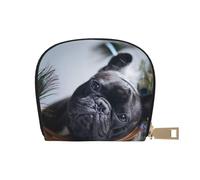 YWSOTRE Centro commerciale Bulldog francese Cani neri Animali domestici, Custodia per carte in pelle PU Elegante porta carte di credito Porta carte di credito
