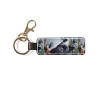 YWSOTRE Centro commerciale Bulldog francesi Cani neri Animali domestici, Portachiavi in pelle PU, portachiavi con anello portachiavi, organizer, 1 pz