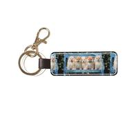 YWSOTRE Chow-Chow Cani Carini Cinque Cuccioli, Portachiavi in pelle PU, portachiavi con anello portachiavi, organizer, 1 pz