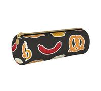 YWSOTRE Ciambellina salata e birra, Astuccio portapenne cilindrico Astuccio portapenne in pelle portatile con astuccio cosmetico con cerniera