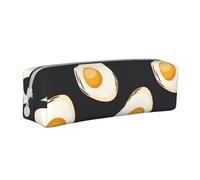 YWSOTRE Cibo Uova Fritte Scure, Astuccio per matite Astuccio per penne Astuccio per matite in pelle portatile con astuccio cosmetico con cerniera