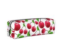 YWSOTRE Ciliegie rosse stampate, Astuccio per matite Astuccio per penne Astuccio per matite in pelle portatile con astuccio cosmetico con cerniera