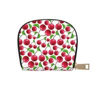 YWSOTRE Ciliegie rosse stampate, Custodia per carte in pelle PU Elegante porta carte di credito Porta carte di credito