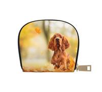 YWSOTRE Cocker Spaniel Autunno Park Brown Spaniel Cani, Custodia per carte in pelle PU Elegante porta carte di credito Porta carte di credito