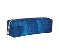 YWSOTRE Codice binario del programmatore blu, Astuccio per matite Astuccio per penne Astuccio per matite in pelle portatile con astuccio cosmetico con cerniera