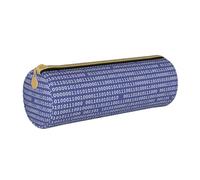 YWSOTRE Codice computer binario programmatore viola, Astuccio portapenne cilindrico Astuccio portapenne in pelle portatile con astuccio cosmetico con cerniera