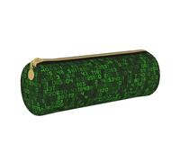 YWSOTRE Codice computer decimale verde del programmatore, Astuccio portapenne cilindrico Astuccio portapenne in pelle portatile con astuccio cosmetico con cerniera