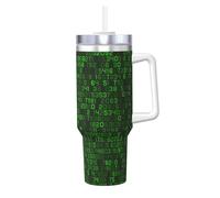 YWSOTRE Codice del computer decimale verde del programmatore,Tazza Ice Bully da 40 oz con manico, in acciaio inossidabile, con borraccia