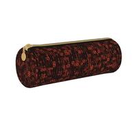 YWSOTRE Codice programmatore Rosso, Astuccio portapenne cilindrico Astuccio portapenne in pelle portatile con astuccio cosmetico con cerniera