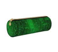 YWSOTRE Codifica dati binari del programmatore, Astuccio portapenne cilindrico Astuccio portapenne in pelle portatile con astuccio cosmetico con cerniera