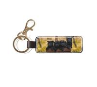 YWSOTRE Cuccioli di famiglia Affenpinscher Cani neri Scimmia, Portachiavi in pelle PU, portachiavi con anello portachiavi, organizer, 1 pz