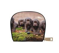 YWSOTRE Cuccioli Labrador Marrone Piccola Famiglia Di Cuccioli, Custodia per carte in pelle PU Elegante porta carte di credito Porta carte di credito