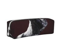 YWSOTRE Cucciolo Di Cocker Spaniel Spaniel In Bianco E Nero, Astuccio per matite Astuccio per penne Astuccio per matite in pelle portatile con astuccio cosmetico con cerniera