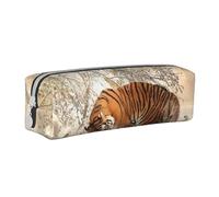 YWSOTRE Cucciolo di tigre Famiglia di tigri giovani, Astuccio per matite Astuccio per penne Astuccio per matite in pelle portatile con astuccio cosmetico con cerniera