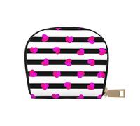 YWSOTRE Cuore rosa sulla linea nera, Custodia per carte in pelle PU Elegante porta carte di credito Porta carte di credito