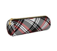 YWSOTRE Cuori scozzesi di San Valentino, Astuccio portapenne cilindrico Astuccio portapenne in pelle portatile con astuccio cosmetico con cerniera