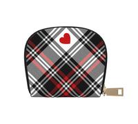 YWSOTRE Cuori scozzesi di San Valentino, Custodia per carte in pelle PU Elegante porta carte di credito Porta carte di credito
