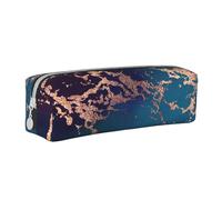 YWSOTRE Decoro in marmo di lusso viola scuro e verde acqua con oro, Astuccio per matite Astuccio per penne Astuccio per matite in pelle portatile con astuccio cosmetico con cerniera