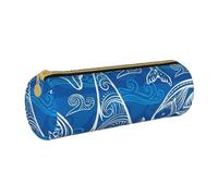 YWSOTRE Delfino magico, Astuccio portapenne cilindrico Astuccio portapenne in pelle portatile con astuccio cosmetico con cerniera