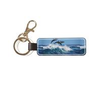 YWSOTRE Delfino tursiope comune, Portachiavi in pelle PU, portachiavi con anello portachiavi, organizer, 1 pz