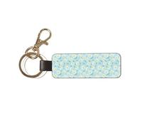 YWSOTRE Delicata margherita floreale blu e bianca, Portachiavi in pelle PU, portachiavi con anello portachiavi, organizer, 1 pz
