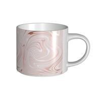 YWSOTRE Delicato marmo rosa con imitazione oro rosa, Tazza in ceramica di grande capacità, tazza da tè, tazza da caffè 450 ml