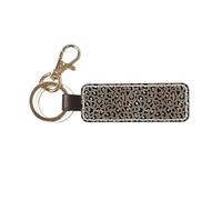 YWSOTRE Design con motivo leopardato senza cuciture in oro di lusso, Portachiavi in pelle PU, portachiavi con anello portachiavi, organizer, 1 pz