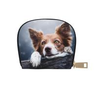 YWSOTRE Dio Brown Border Collie Bokeh Con Gli Occhi Gialli, Custodia per carte in pelle PU Elegante porta carte di credito Porta carte di credito