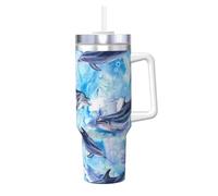YWSOTRE Dipingere il delfino,Tazza Ice Bully da 40 oz con manico, in acciaio inossidabile, con borraccia