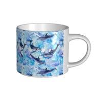 YWSOTRE Dipingere il delfino, Tazza in ceramica di grande capacità, tazza da tè, tazza da caffè 450 ml