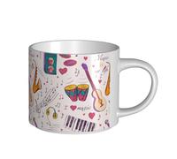 YWSOTRE Dischi musicali Blues La musica è il tema della mia vita, Tazza in ceramica di grande capacità, tazza da tè, tazza da caffè 450 ml