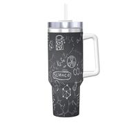 YWSOTRE Disegno scientifico scritto a mano stampato,Tazza Ice Bully da 40 oz con manico, in acciaio inossidabile, con borraccia