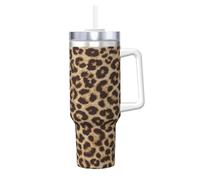 YWSOTRE Divertente stampa leopardata,Tazza Ice Bully da 40 oz con manico, in acciaio inossidabile, con borraccia