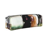 YWSOTRE Due barboncini reali in autunno, Astuccio per matite Astuccio per penne Astuccio per matite in pelle portatile con astuccio cosmetico con cerniera