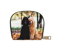 YWSOTRE Due barboncini reali in autunno, Custodia per carte in pelle PU Elegante porta carte di credito Porta carte di credito