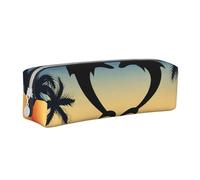 YWSOTRE Due delfini che saltano a forma di cuore, Astuccio per matite Astuccio per penne Astuccio per matite in pelle portatile con astuccio cosmetico con cerniera