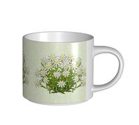 YWSOTRE Edelweiss Fiori di montagna svizzeri, Tazza in ceramica di grande capacità, tazza da tè, tazza da caffè 450 ml