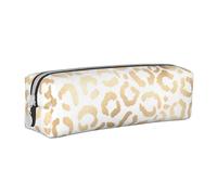 YWSOTRE Elegante ghepardo leopardo bianco oro, Astuccio per matite Astuccio per penne Astuccio per matite in pelle portatile con astuccio cosmetico con cerniera