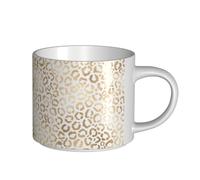 YWSOTRE Elegante leopardo bianco oro ghepardo, Tazza in ceramica di grande capacità, tazza da tè, tazza da caffè 450 ml