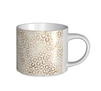 YWSOTRE Elegante leopardo bianco oro ghepardo, Tazza in ceramica di grande capacità, tazza da tè, tazza da caffè 450 ml