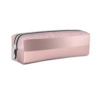 YWSOTRE Elegante striscia rosa cipria glitter oro rosa, Astuccio per matite Astuccio per penne Astuccio per matite in pelle portatile con astuccio cosmetico con cerniera