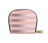 YWSOTRE Elegante striscia rosa cipria glitter oro rosa, Custodia per carte in pelle PU Elegante porta carte di credito Porta carte di credito