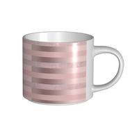 YWSOTRE Elegante striscia rosa cipria glitterata oro rosa, Tazza in ceramica di grande capacità, tazza da tè, tazza da caffè 450 ml